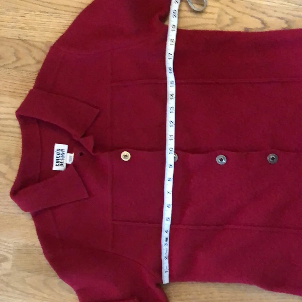 Chico’s Boiled Wool Cardigan Raspberry - Picture 4 of 8